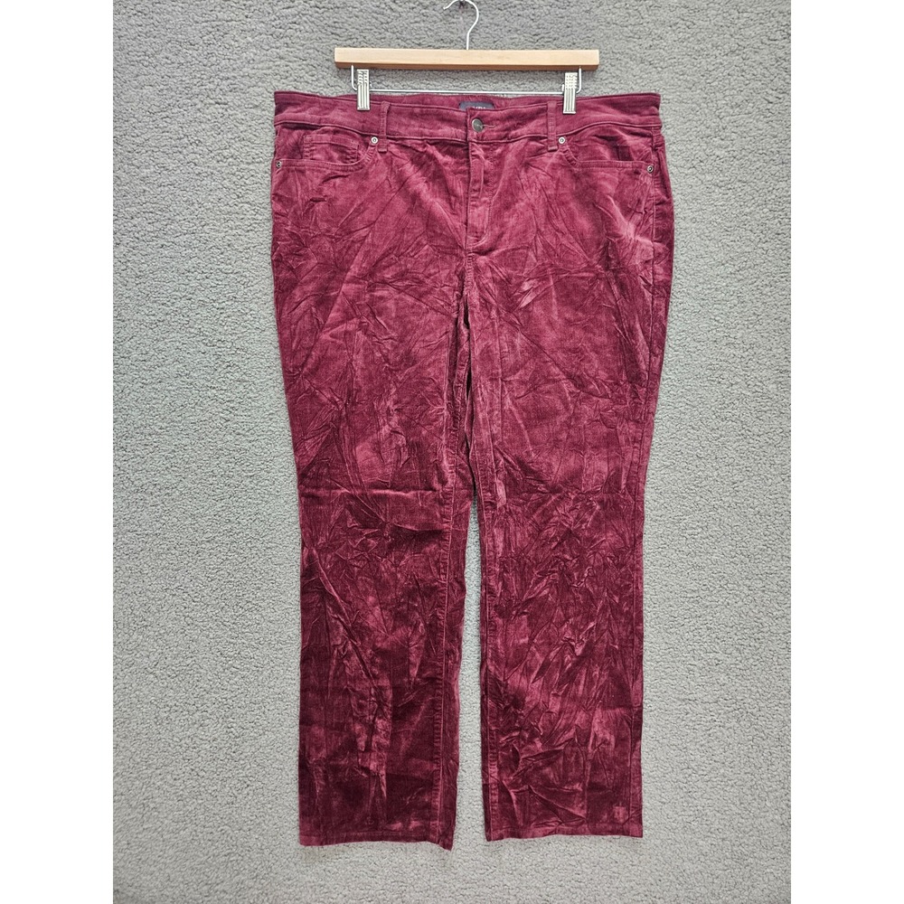 NYDJ Marilyn Straight Pants 18P Burgundy Corduroy Lift Tuck Petite